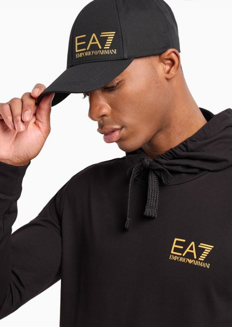 Black Logo Emporio Armani Cotton Baseball Cap | EA7-SN59709