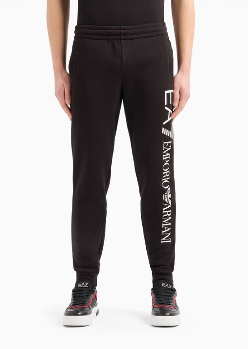 Black Logo Emporio Armani Cotton-blend Logo Series Joggers | EA7-SN59854