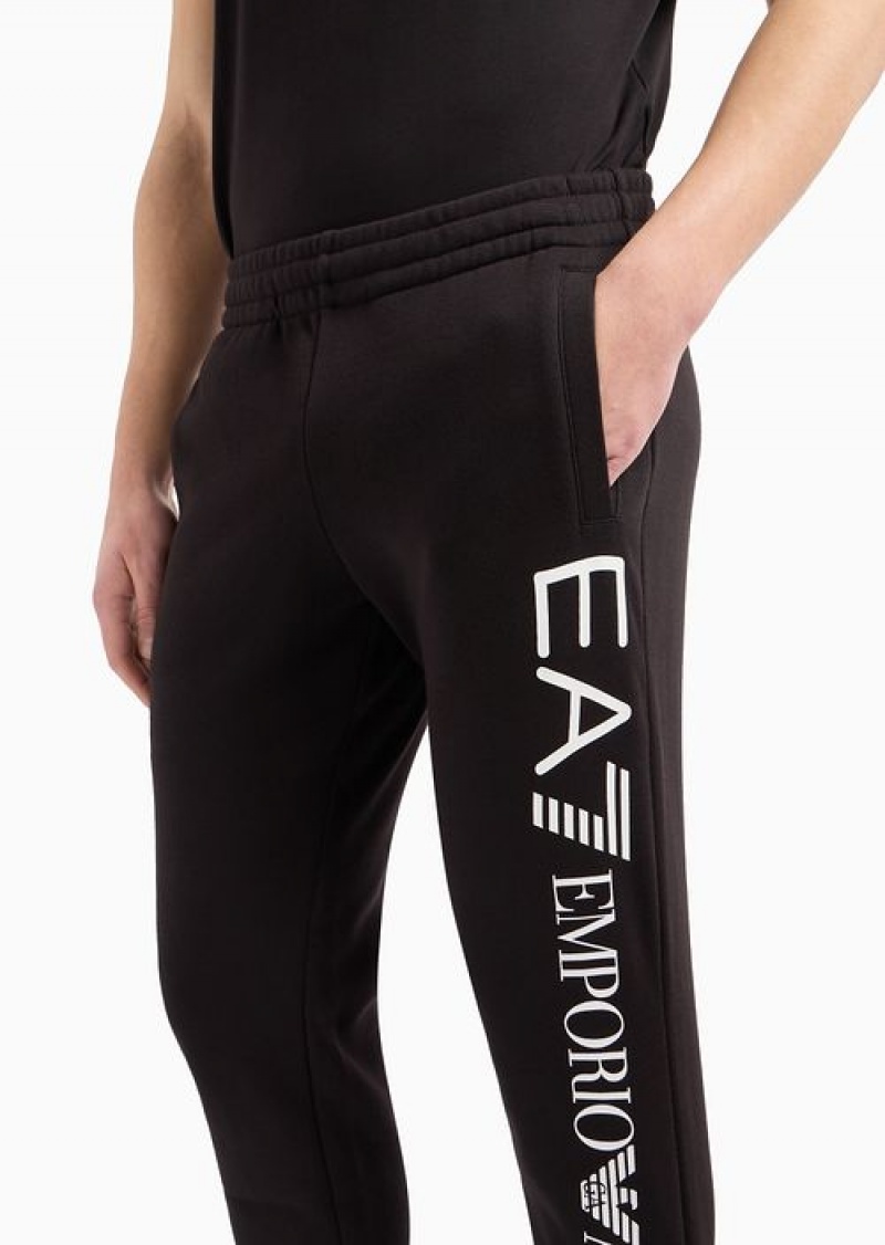 Black Logo Emporio Armani Cotton-blend Logo Series Joggers | EA7-SN59854