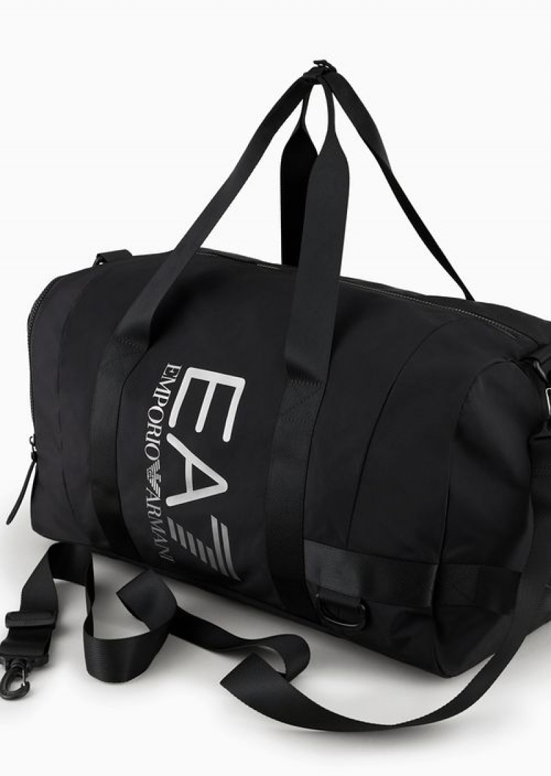 Black Logo Emporio Armani Duffel Bag With Oversized Logo | EA7-SN59686