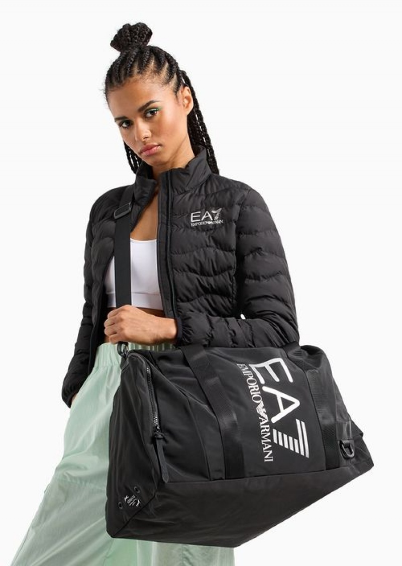 Black Logo Emporio Armani Duffel Bag With Oversized Logo | EA7-SN59686