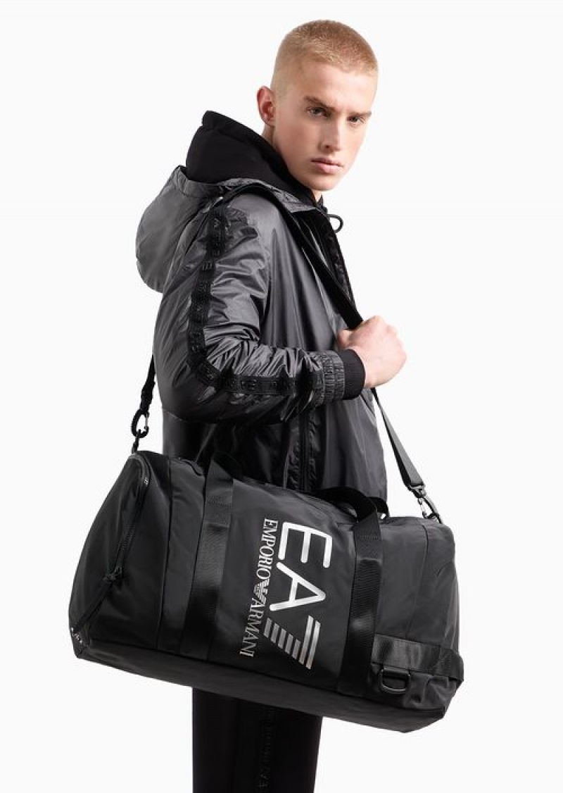 Black Logo Emporio Armani Duffel Bag With Oversized Logo | EA7-SN59686