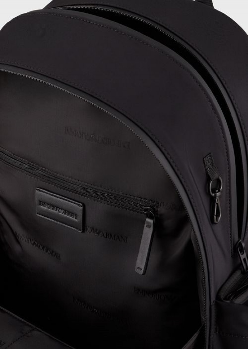 Black Logo Emporio Armani Travel Essentials Waterproof Nylon Backpack | EA-SN59026