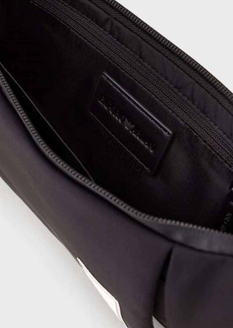 Black Logo Emporio Armani Travel Essentials Waterproof Nylon Belt Bag | EA-SN59042