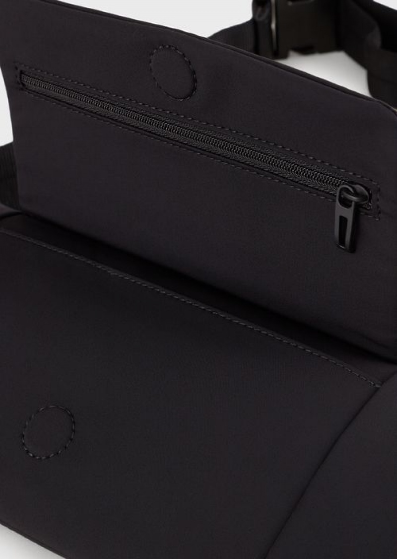 Black Logo Emporio Armani Travel Essentials Waterproof Nylon Belt Bag | EA-SN59042