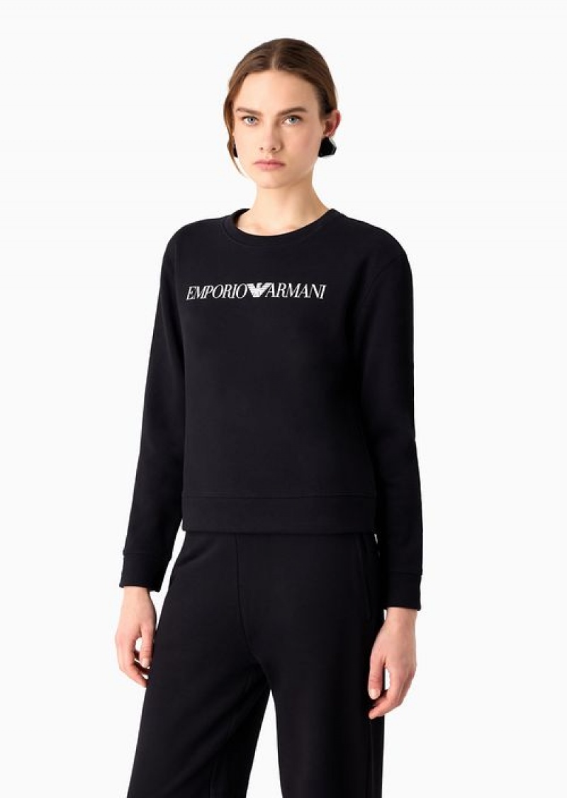 Blue Emporio Armani Armani Sustainability Values Organic Jersey Sweatshirt With Logo | EA-SN57002