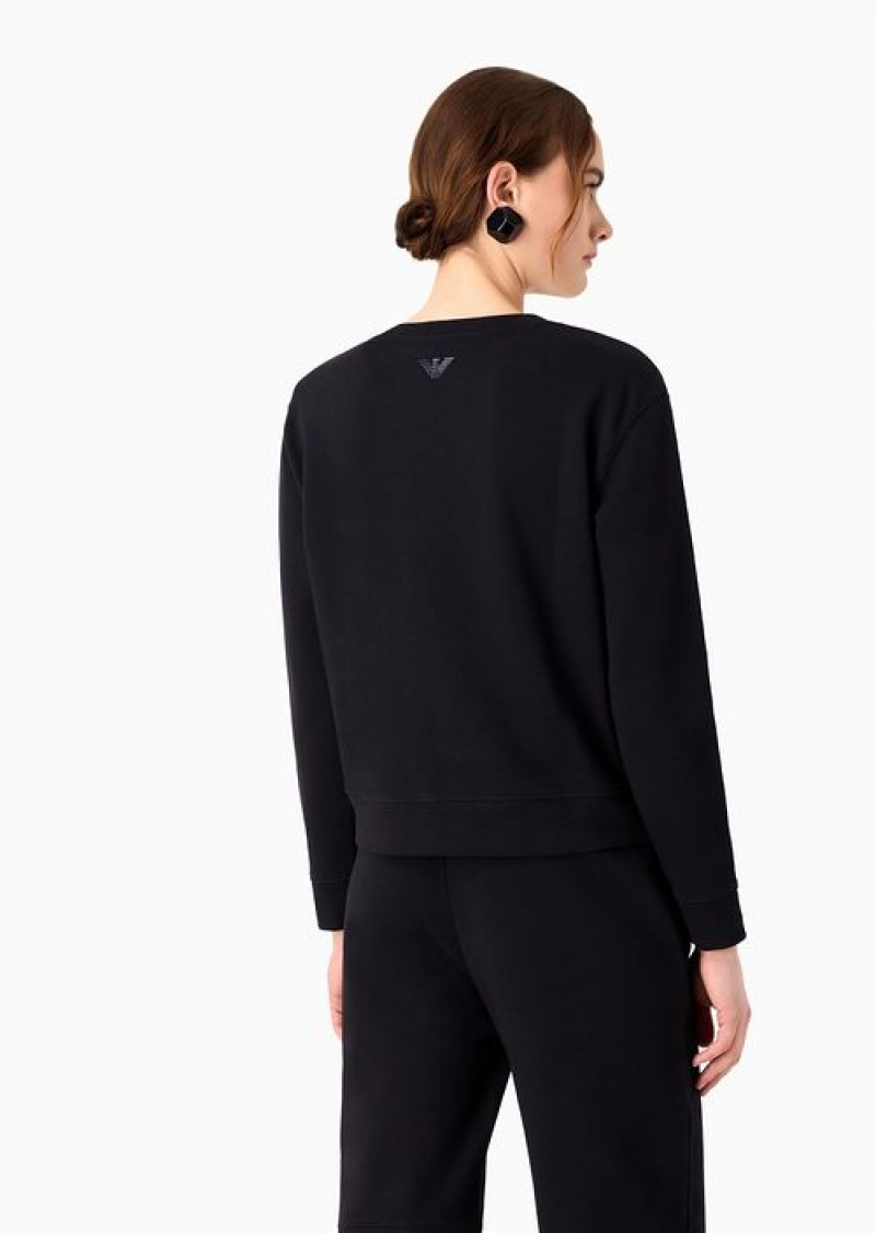 Blue Emporio Armani Armani Sustainability Values Organic Jersey Sweatshirt With Logo | EA-SN57002