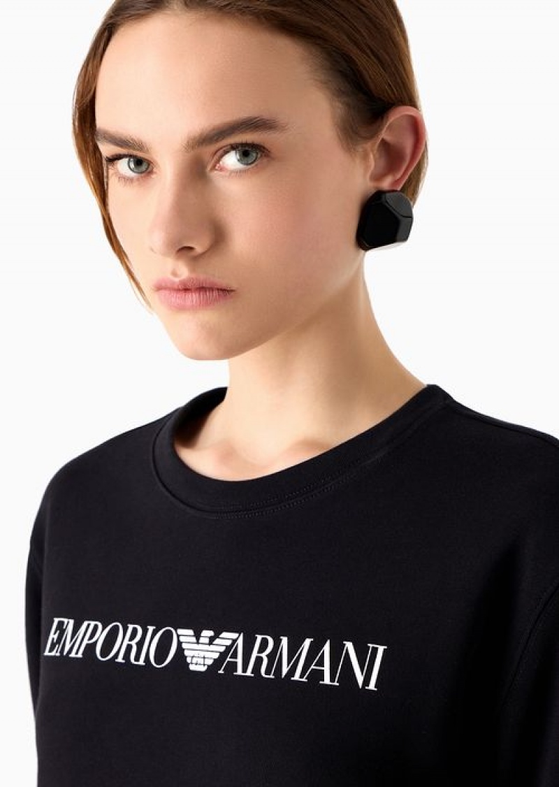 Blue Emporio Armani Armani Sustainability Values Organic Jersey Sweatshirt With Logo | EA-SN57002