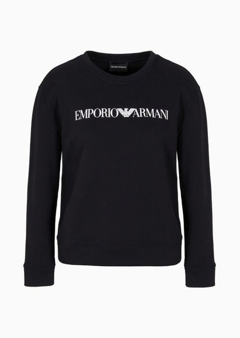 Blue Emporio Armani Armani Sustainability Values Organic Jersey Sweatshirt With Logo | EA-SN57002