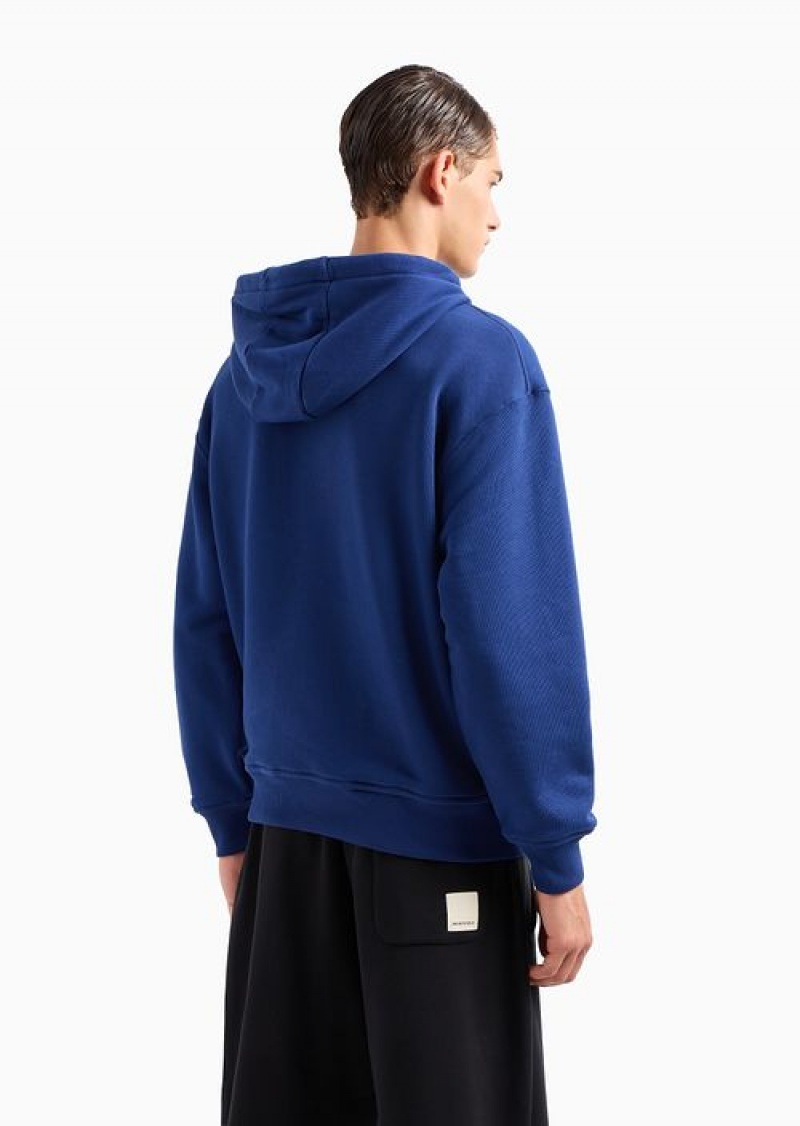 Blue Emporio Armani Asv Capsule Hooded, Organic-jersey Sweatshirt With Coordinate Print | EA-SN58481