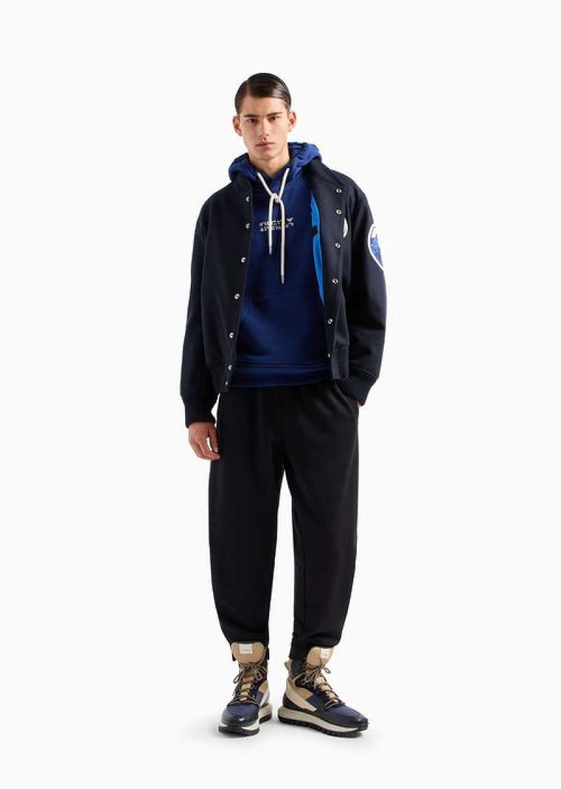 Blue Emporio Armani Asv Capsule Hooded, Organic-jersey Sweatshirt With Coordinate Print | EA-SN58481