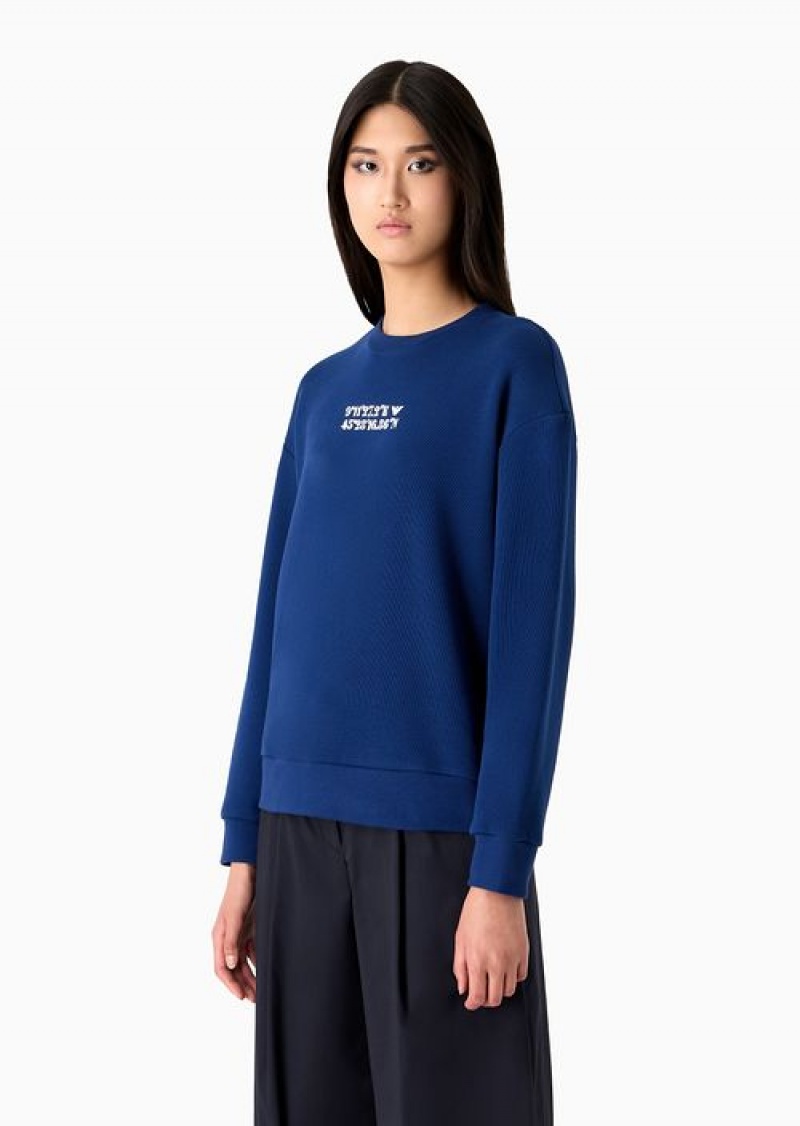 Blue Emporio Armani Asv Capsule Soft-touch Organic-jersey Sweatshirt With Coordinate Print | EA-SN56985