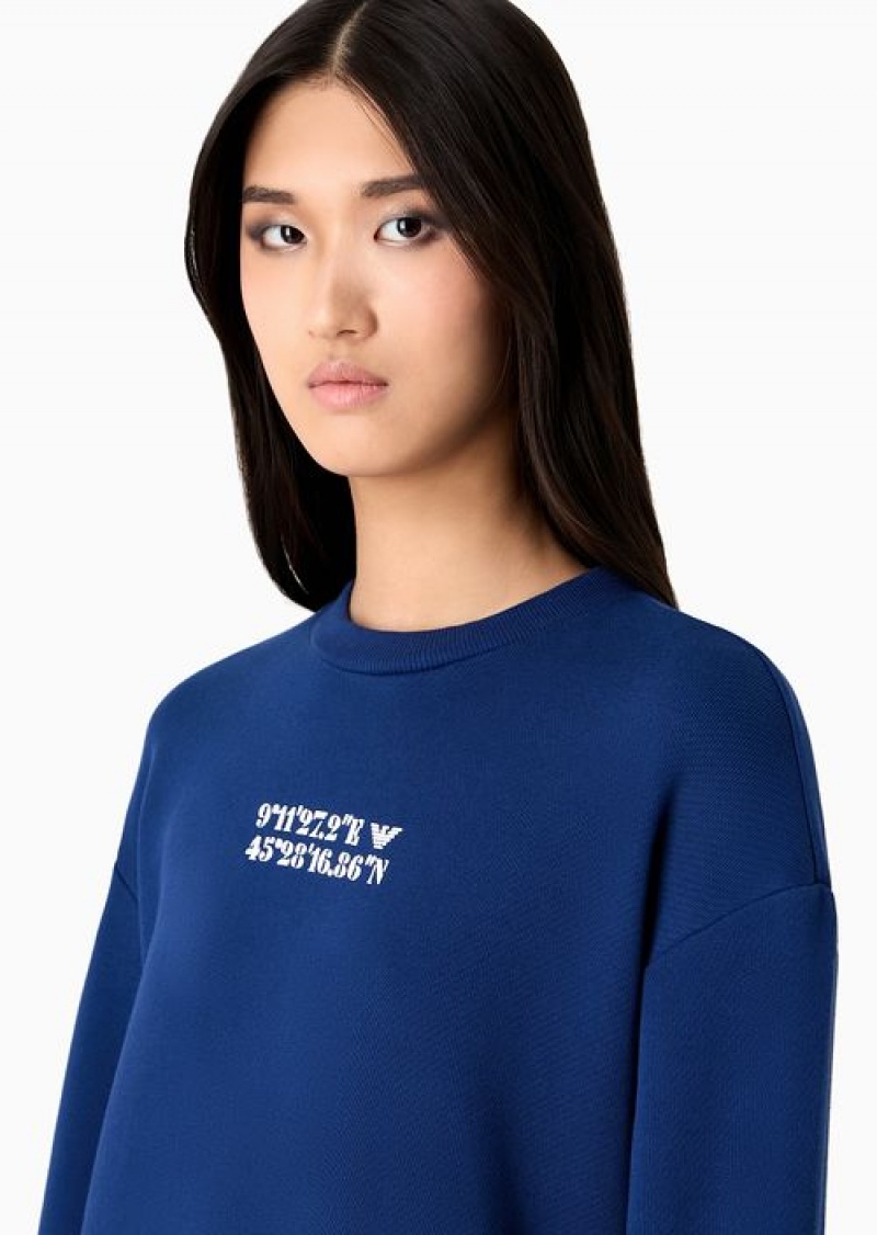 Blue Emporio Armani Asv Capsule Soft-touch Organic-jersey Sweatshirt With Coordinate Print | EA-SN56985