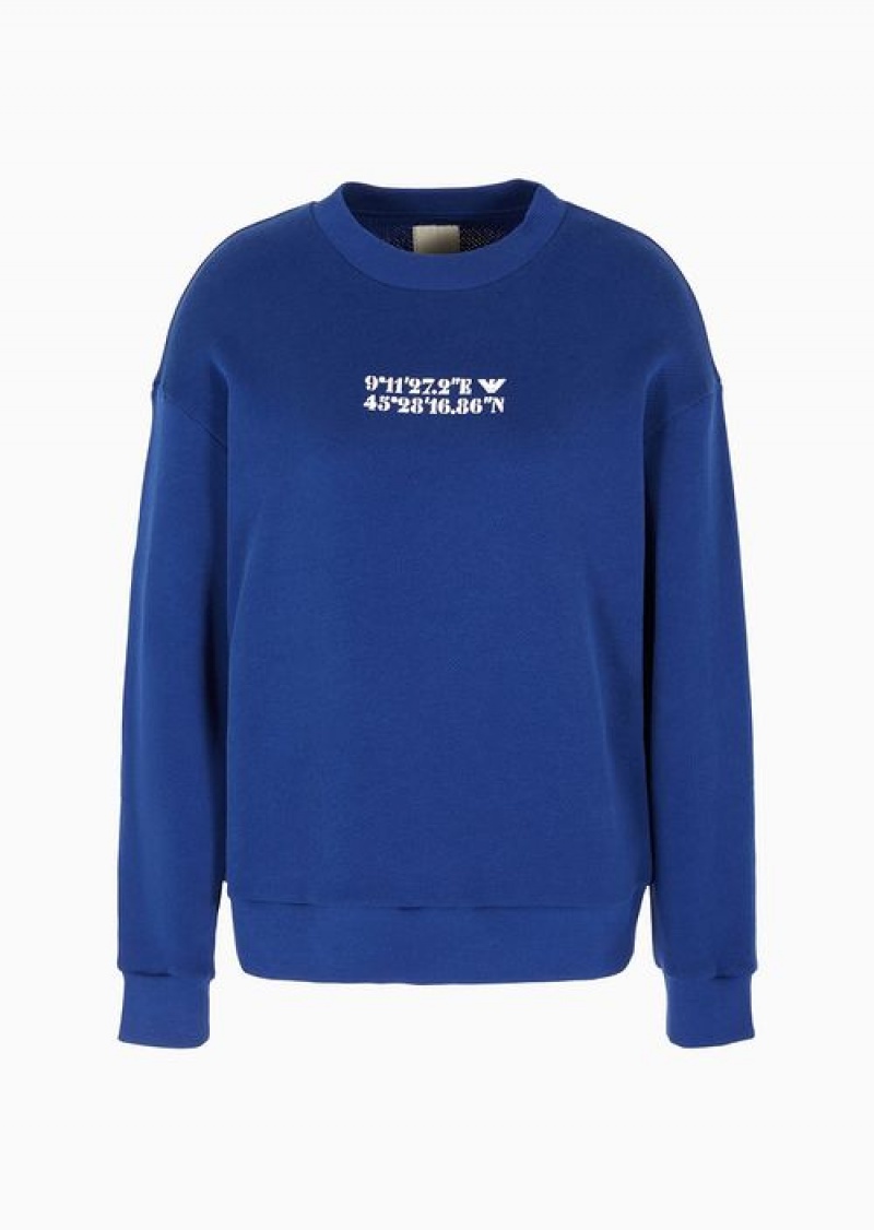 Blue Emporio Armani Asv Capsule Soft-touch Organic-jersey Sweatshirt With Coordinate Print | EA-SN56985