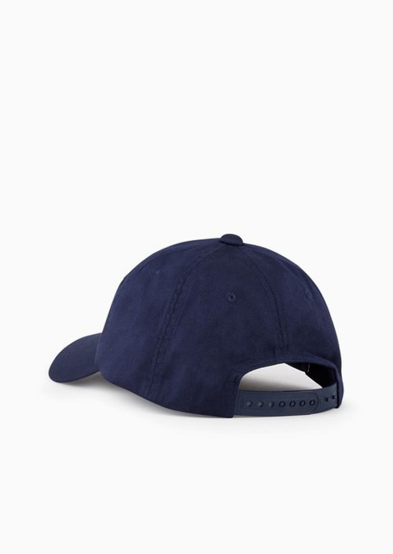 Blue Emporio Armani Baseball Cap With Embroidered Oversized Eagle | EA-SN59189