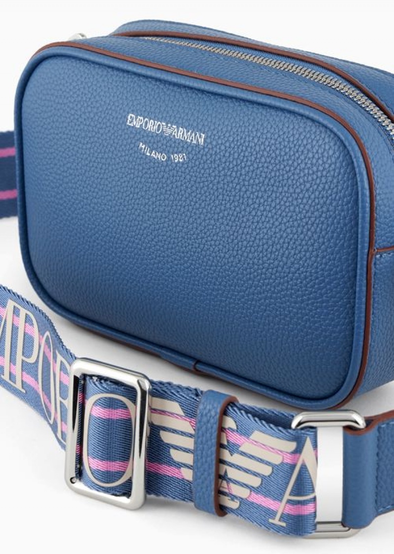 Blue Emporio Armani Deer-print Camera Case With Shoulder Strap | EA-SN57344