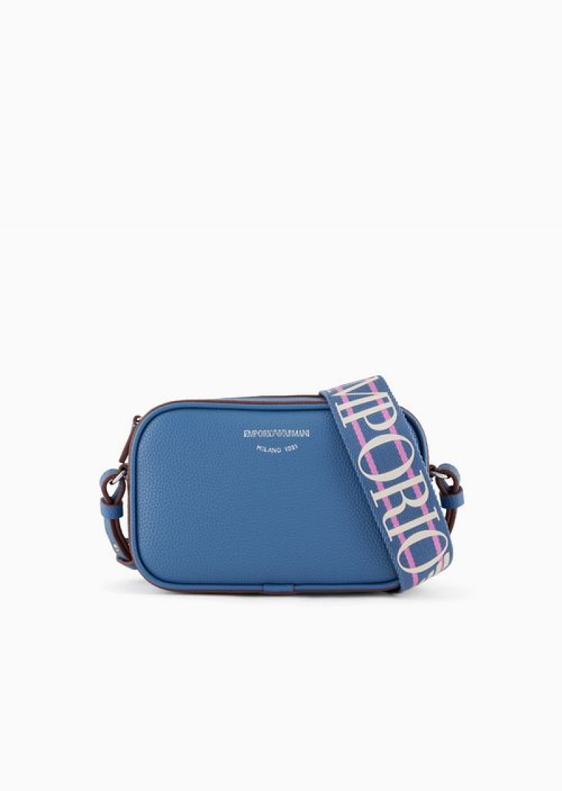 Blue Emporio Armani Deer-print Camera Case With Shoulder Strap | EA-SN57344