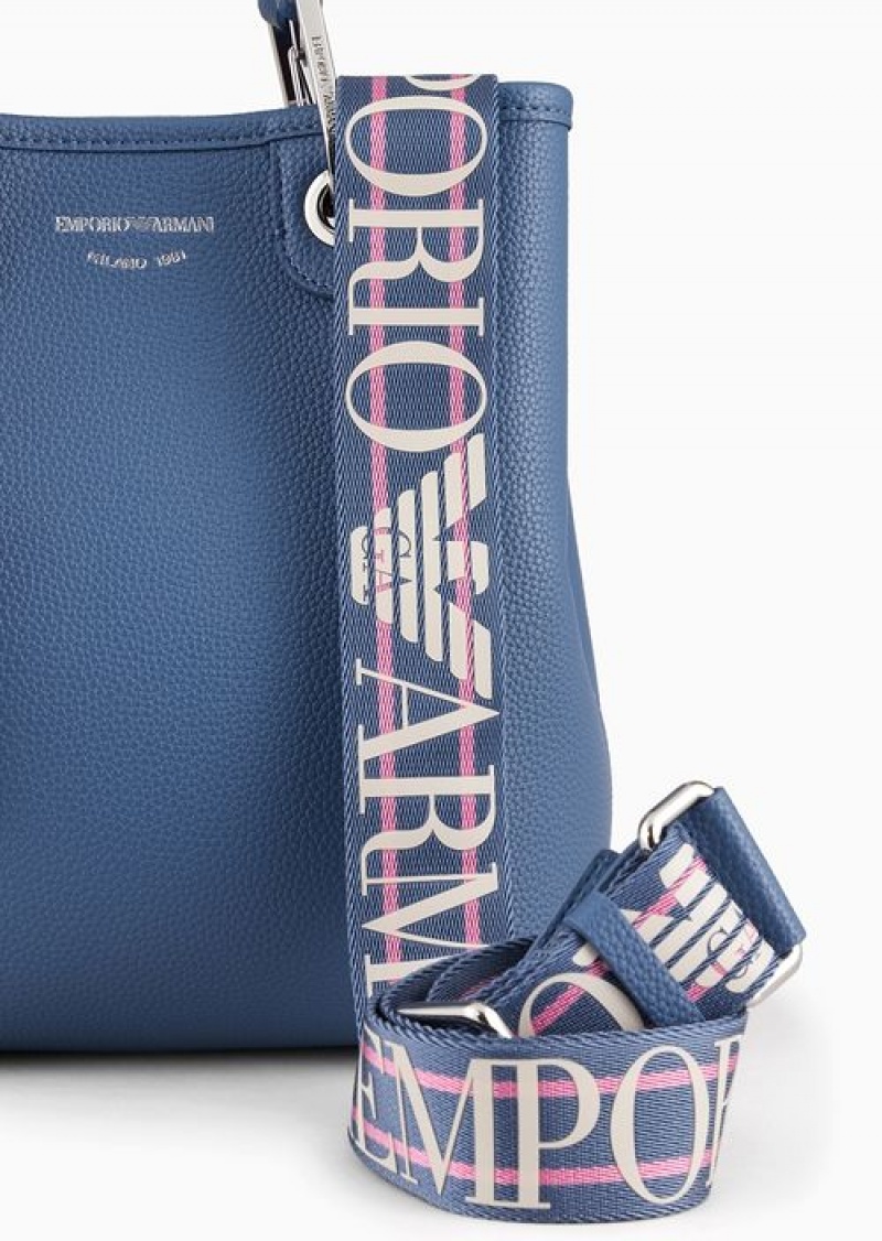 Blue Emporio Armani Deer-print Myea Vertical Shopper Bag | EA-SN57272