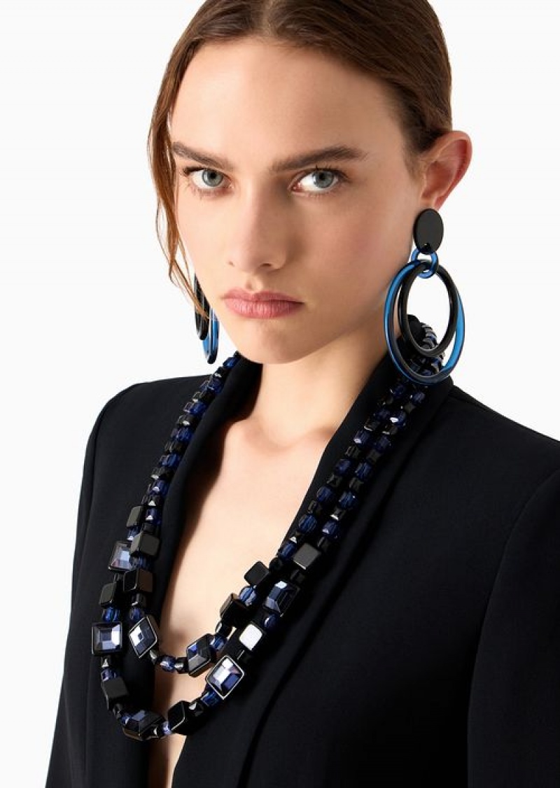 Blue Emporio Armani Double-strand Mirrored-gemstone And Bead Necklace | EA-SN57568