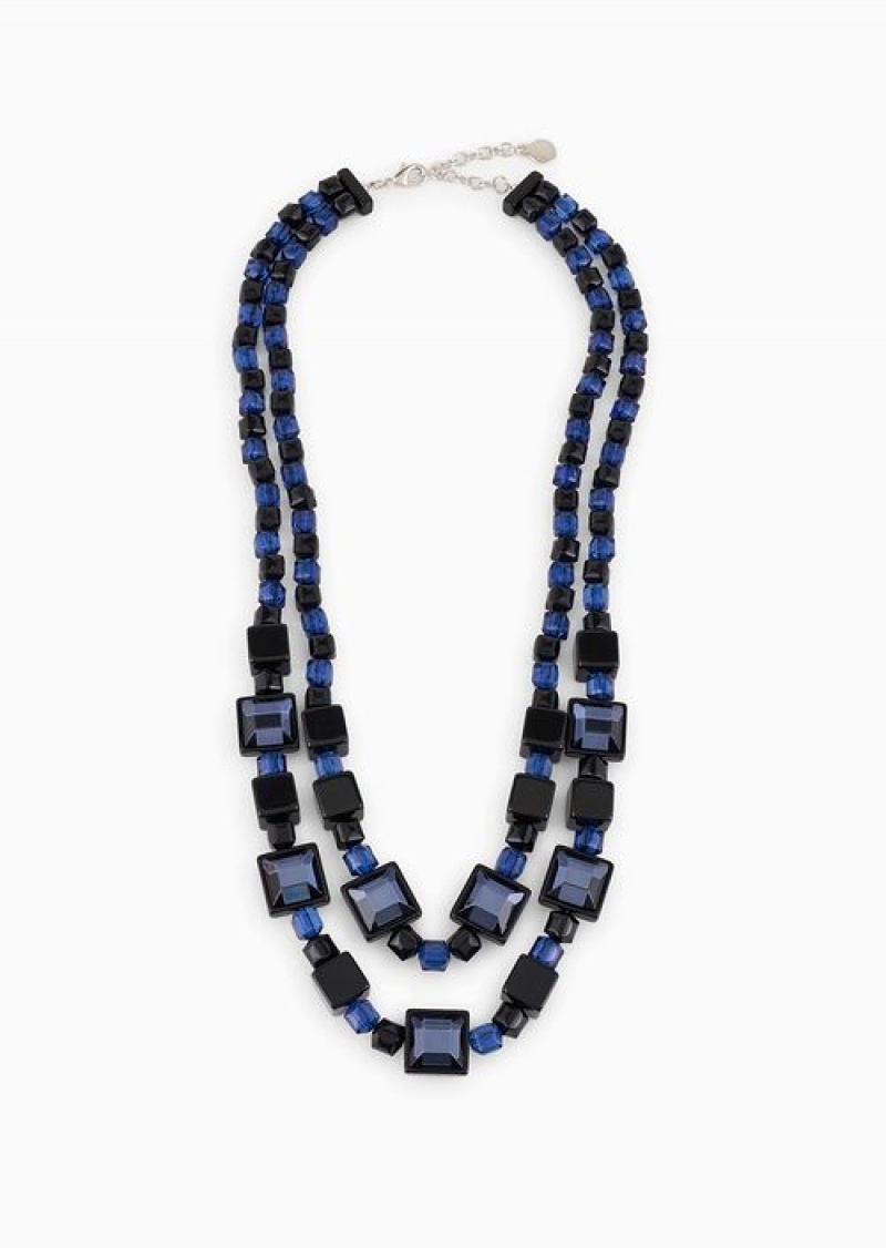 Blue Emporio Armani Double-strand Mirrored-gemstone And Bead Necklace | EA-SN57568