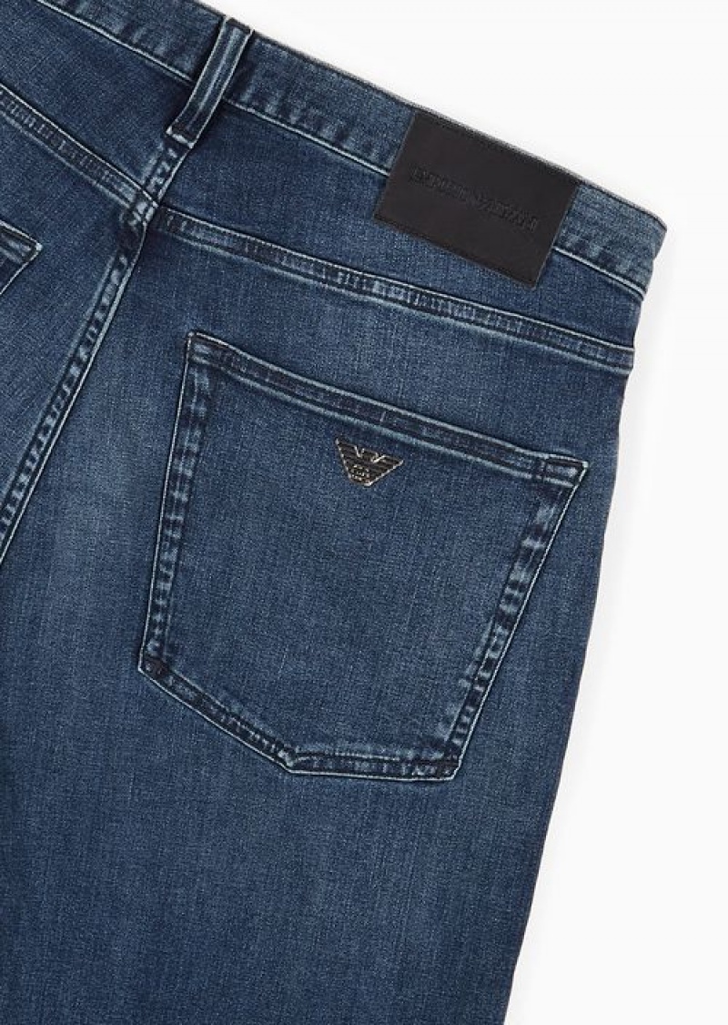 Blue Emporio Armani J45 Regular-fit Jeans In Comfort-twill Denim | EA-SN57985