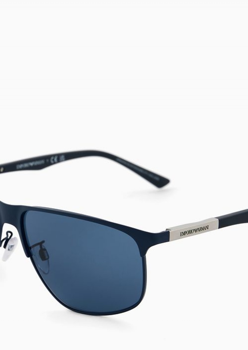 Blue Emporio Armani Men’s Pillow Glasses | EA-SN59457