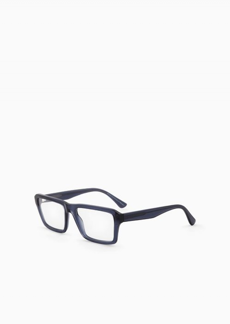 Blue Emporio Armani Men’s Rectangular Glasses | EA-SN59379