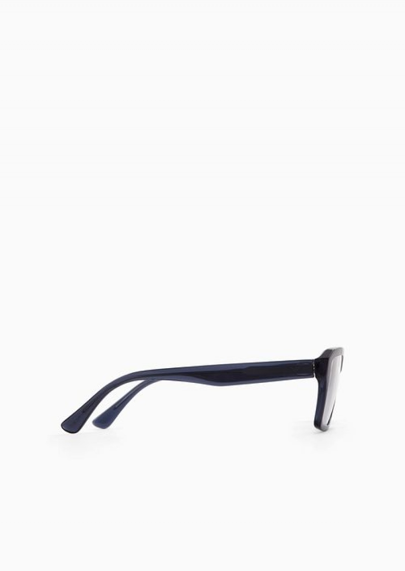 Blue Emporio Armani Men’s Rectangular Glasses | EA-SN59379