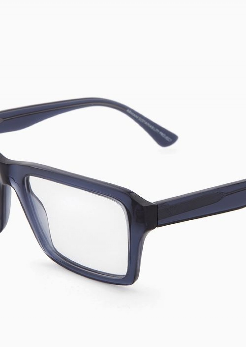 Blue Emporio Armani Men’s Rectangular Glasses | EA-SN59379