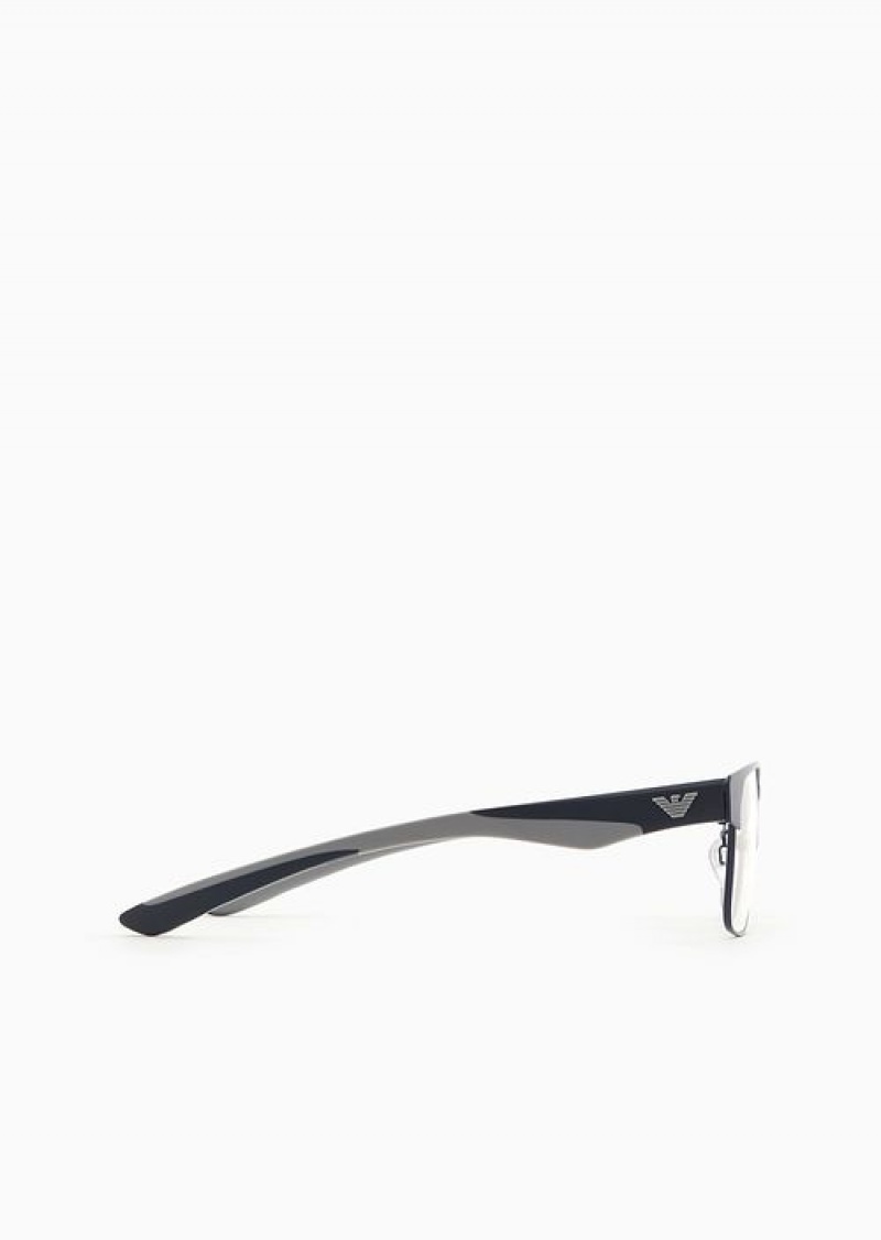 Blue Emporio Armani Men’s Rectangular Glasses | EA-SN59391