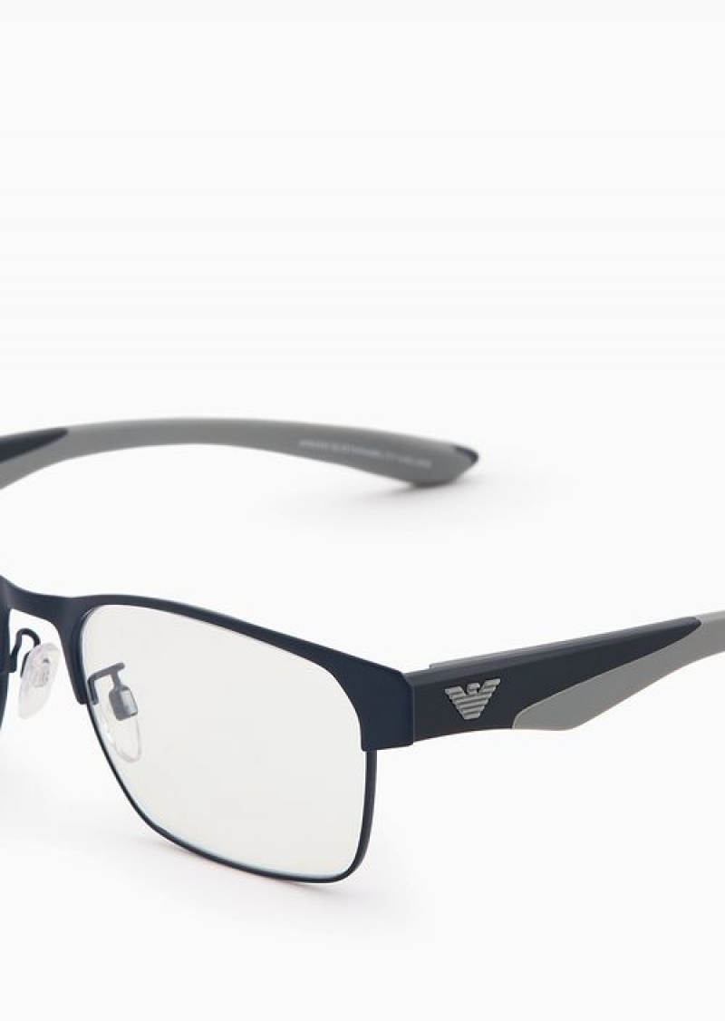 Blue Emporio Armani Men’s Rectangular Glasses | EA-SN59391