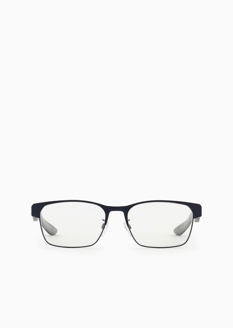 Blue Emporio Armani Men’s Rectangular Glasses | EA-SN59391