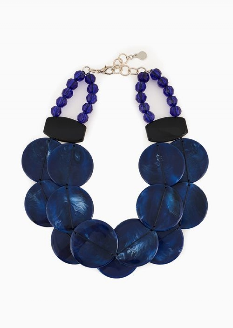 Blue Emporio Armani Oversize Necklace With Round Gemstones | EA-SN57518