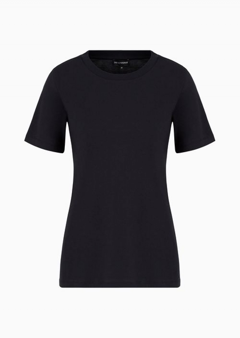 Blue Emporio Armani Pima-jersey Crew-neck T-shirt | EA-SN57054