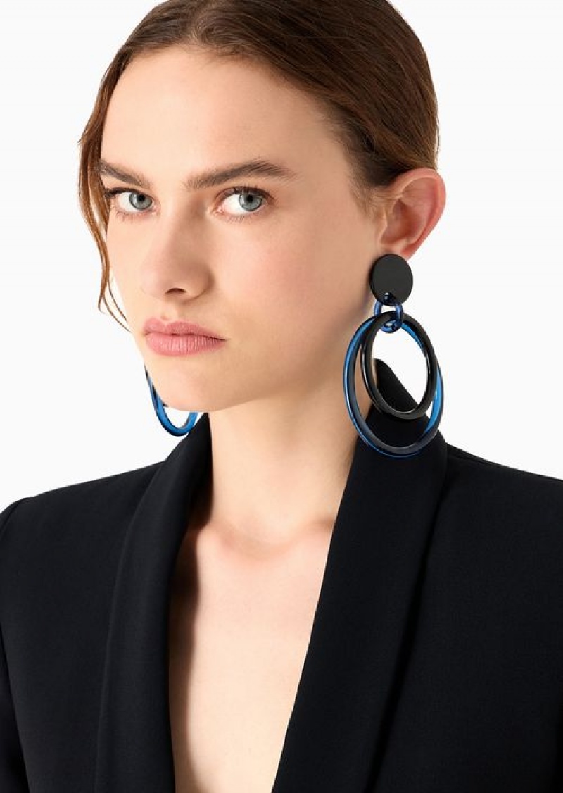 Blue Emporio Armani Resin Double-hoop Oversize Earrings | EA-SN57575