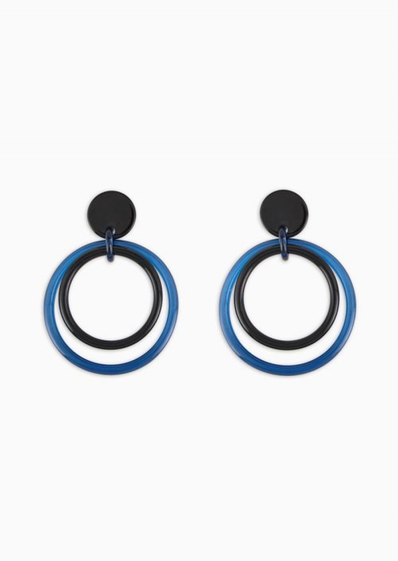 Blue Emporio Armani Resin Double-hoop Oversize Earrings | EA-SN57575