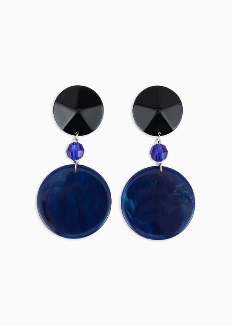 Blue Emporio Armani Round, Oversize Pendant Earrings | EA-SN57519