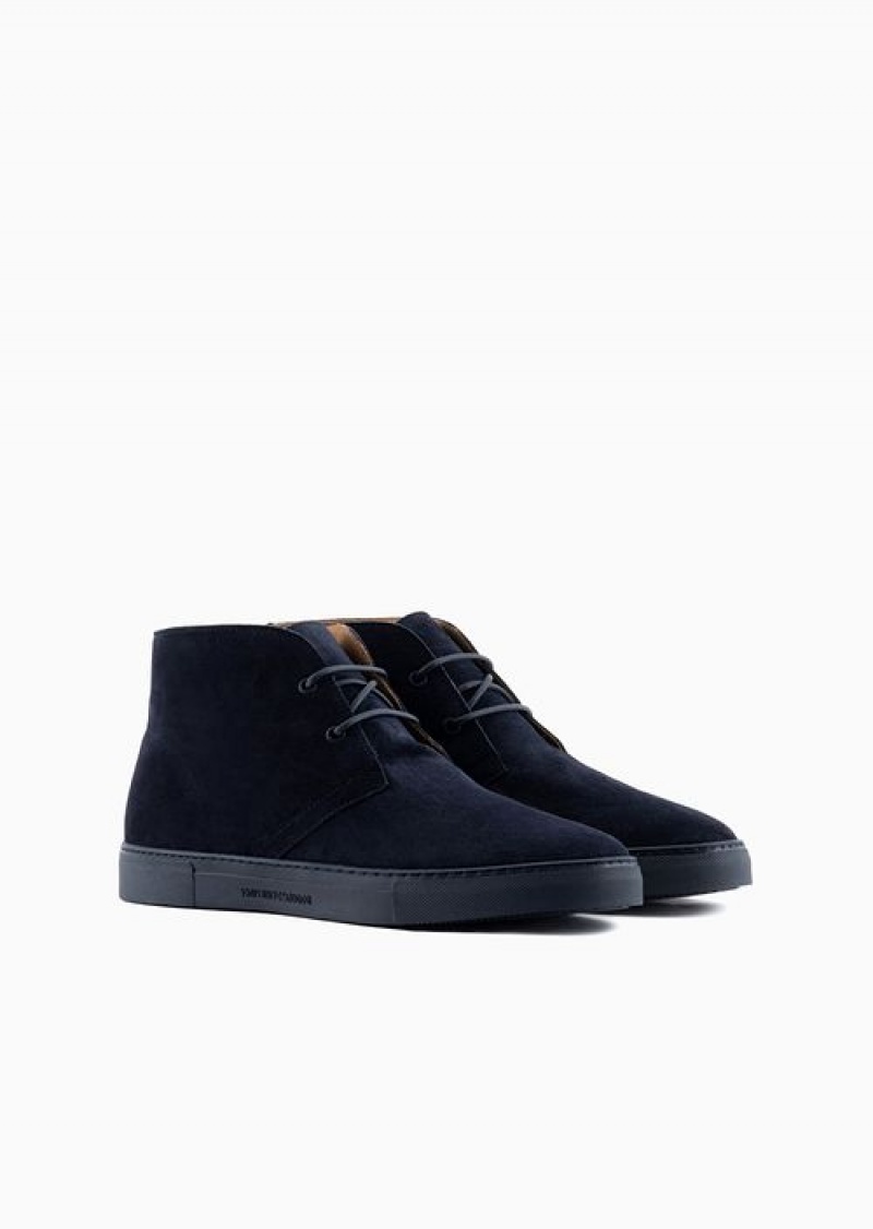 Blue Emporio Armani Suede Chukkas | EA-SN58847