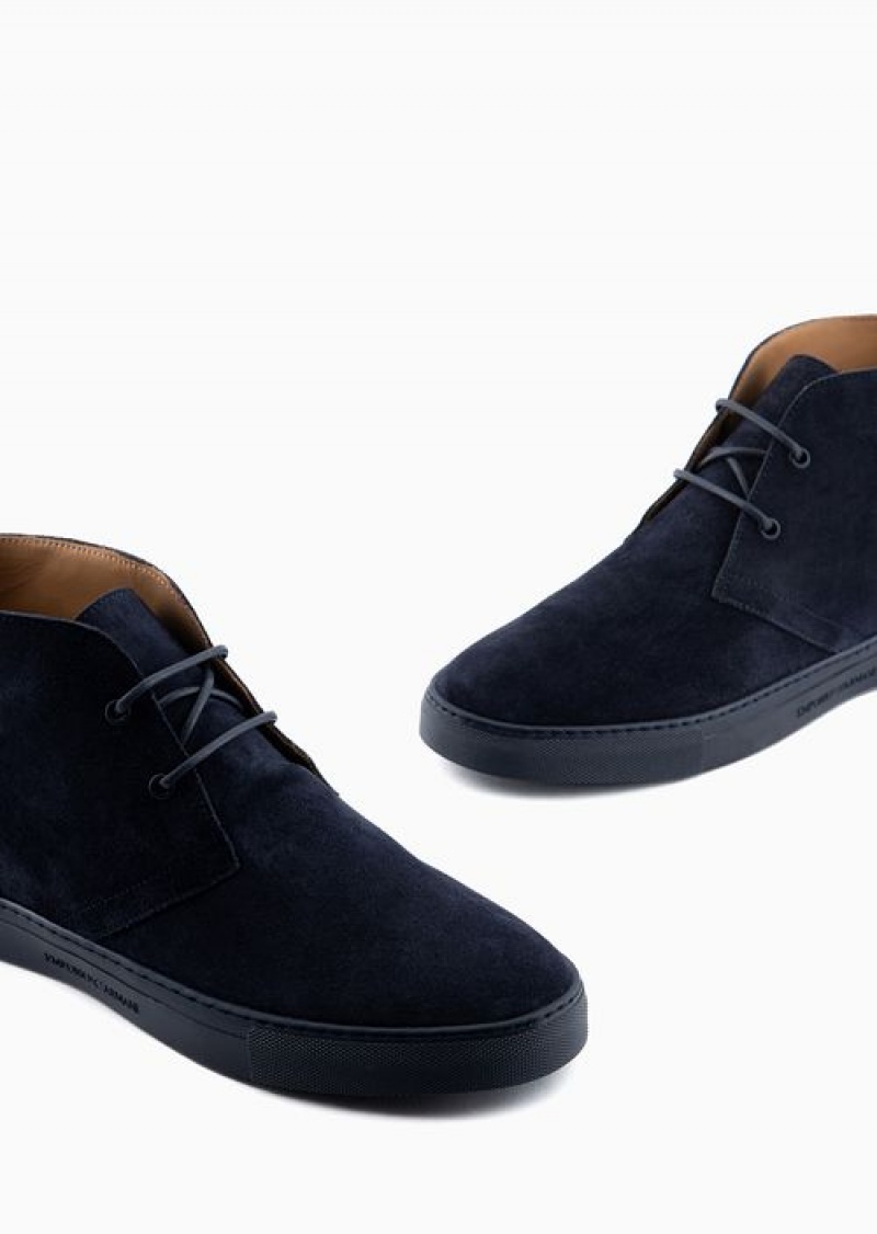 Blue Emporio Armani Suede Chukkas | EA-SN58847