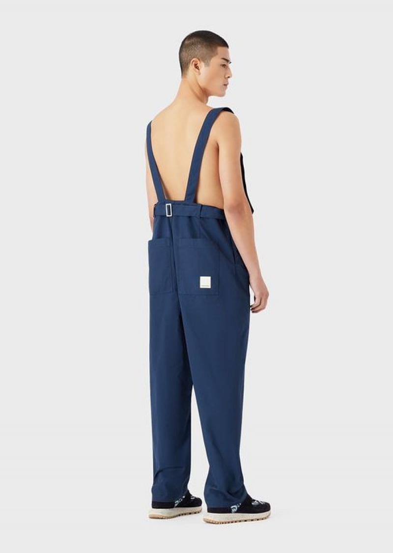 Blue Emporio Armani Sustainable Collection Recycled Canvas Dungarees | EA-SN58353