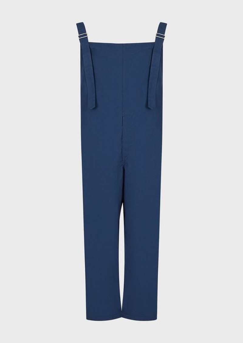 Blue Emporio Armani Sustainable Collection Recycled Canvas Dungarees | EA-SN58353