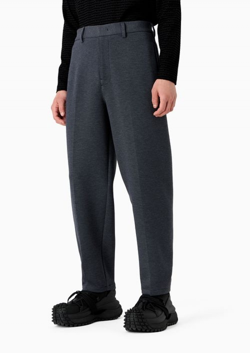 Blue Emporio Armani Tapered Trousers In Technical Jersey | EA-SN58420