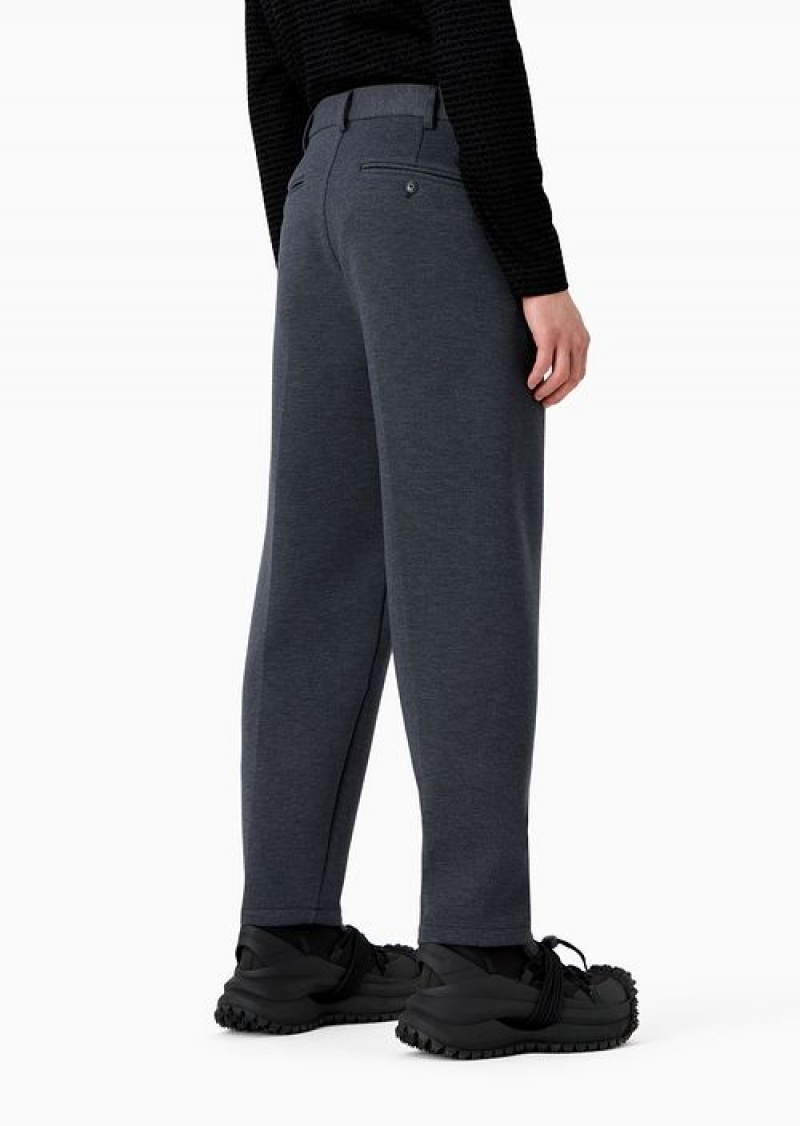 Blue Emporio Armani Tapered Trousers In Technical Jersey | EA-SN58420