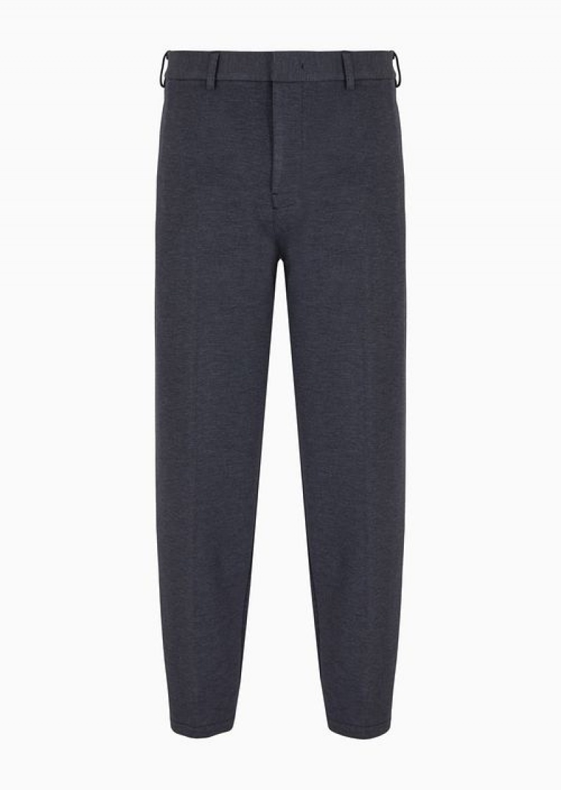 Blue Emporio Armani Tapered Trousers In Technical Jersey | EA-SN58420