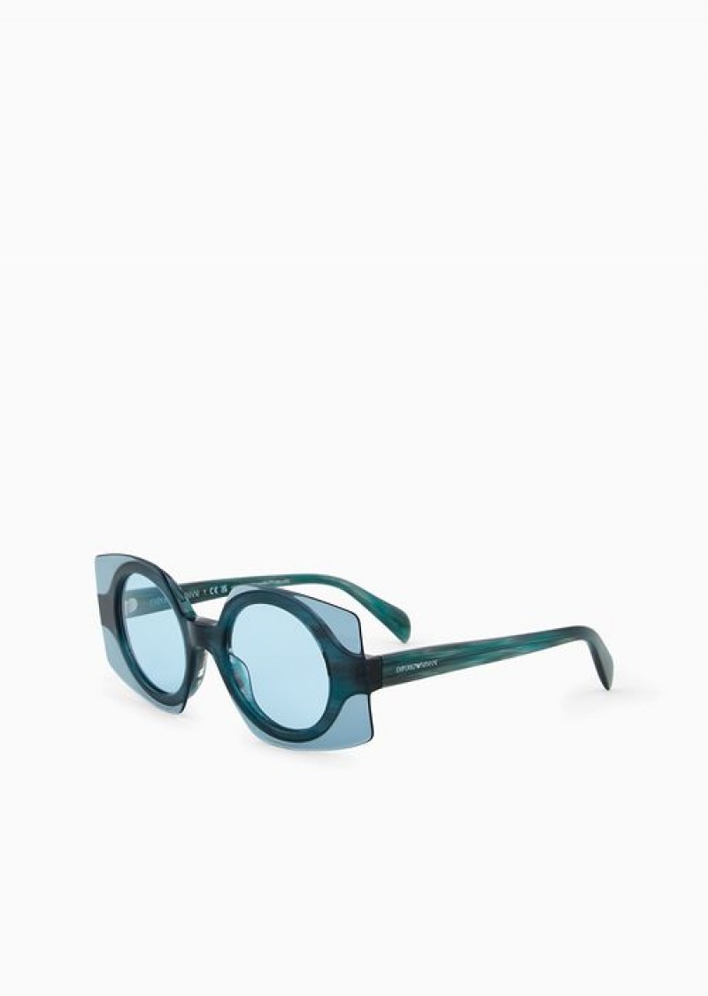 Blue Emporio Armani Women’s Square Sunglasses | EA-SN57746