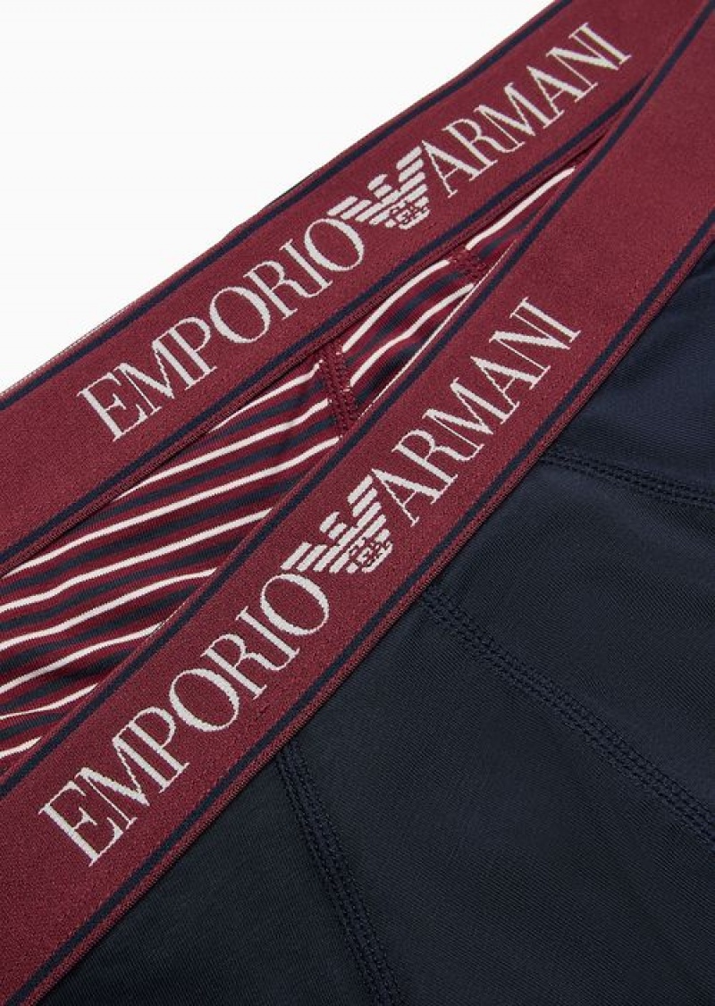 Bordeaux Emporio Armani Two-pack Of Briefs With Yarn-dyed Stripes | EA-SN58815