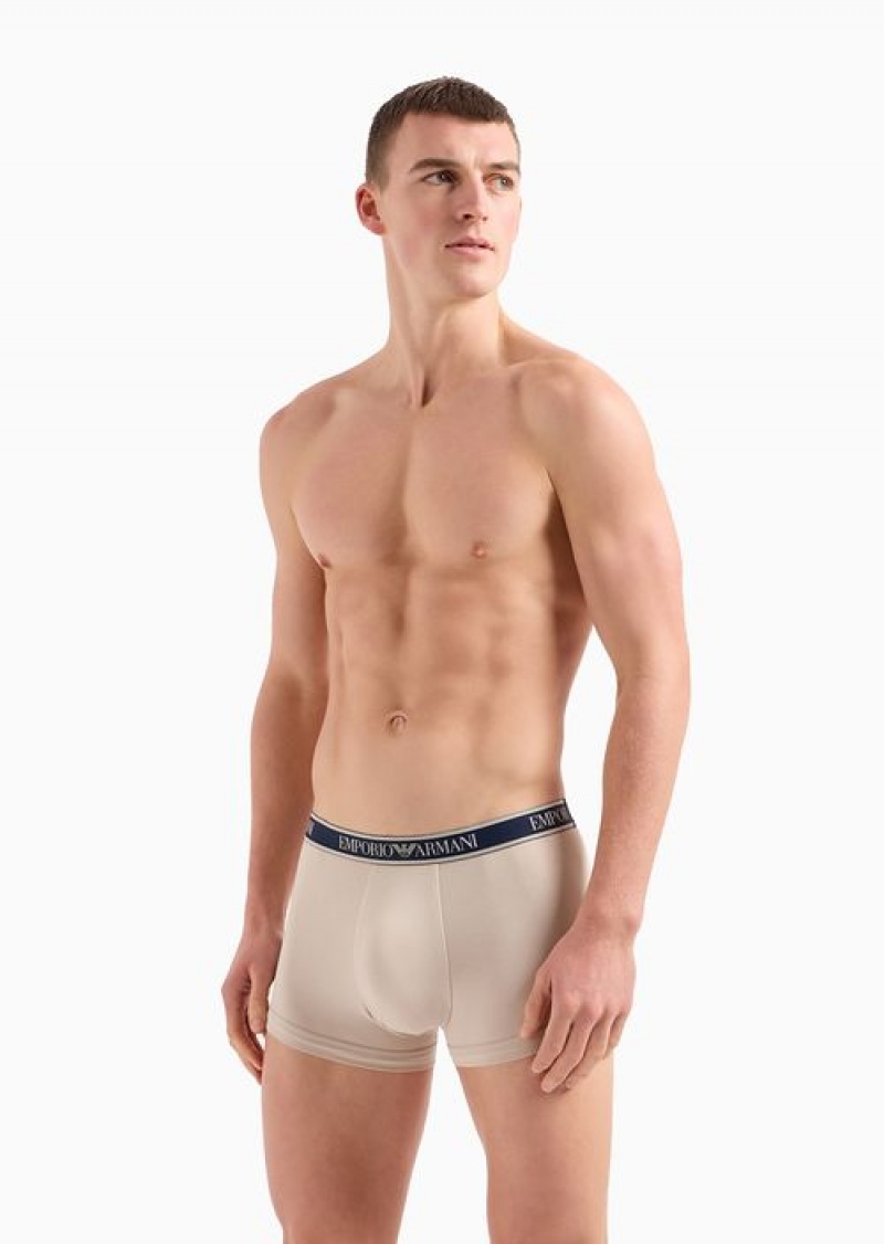 Brown Emporio Armani Three-pack Of Boxer Briefs With Core Logo Waistband | EA-SN58797