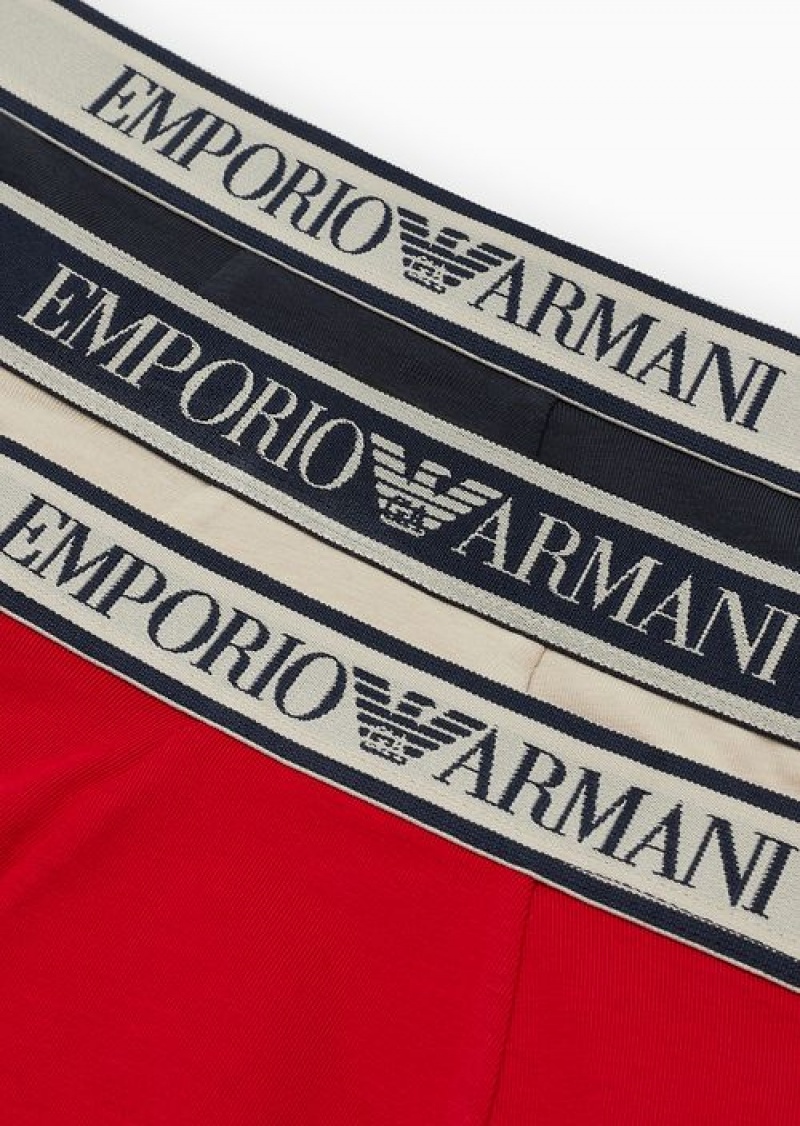 Brown Emporio Armani Three-pack Of Boxer Briefs With Core Logo Waistband | EA-SN58797