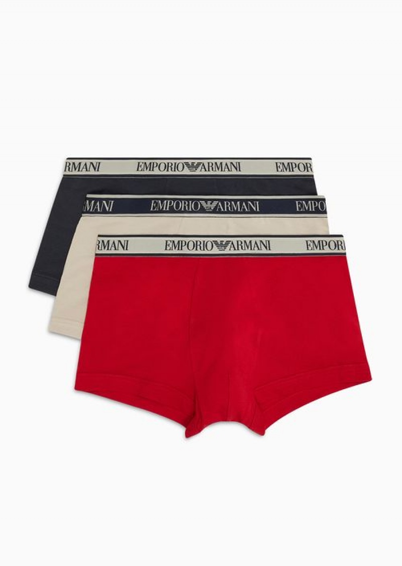 Brown Emporio Armani Three-pack Of Boxer Briefs With Core Logo Waistband | EA-SN58797