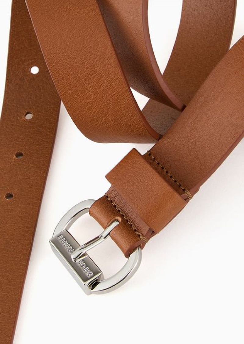 Buff Emporio Armani Chalet Capsule Collection Leather Belt With Buckle | EA-SN57449